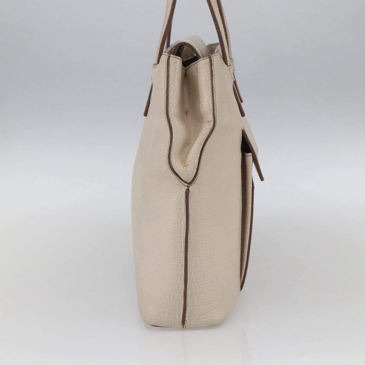 LOEWE Hand Bag Leather Beige Gold Auth bs32657