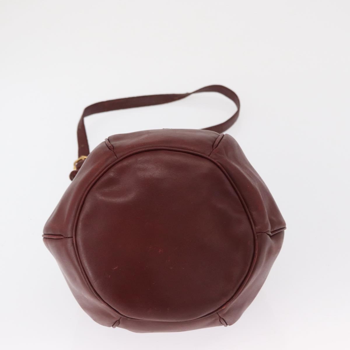 CARTIER Must Line Shoulder Bag Leather Bordeaux Gold Auth bs32660