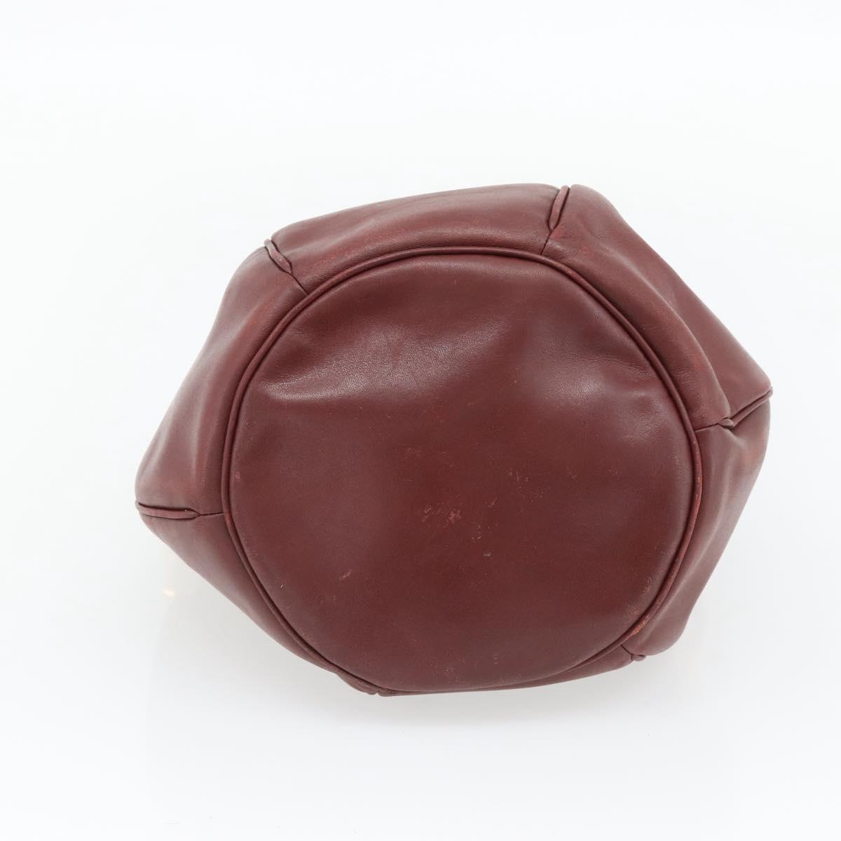 CARTIER Must Line Shoulder Bag Leather Bordeaux Gold Auth bs32660