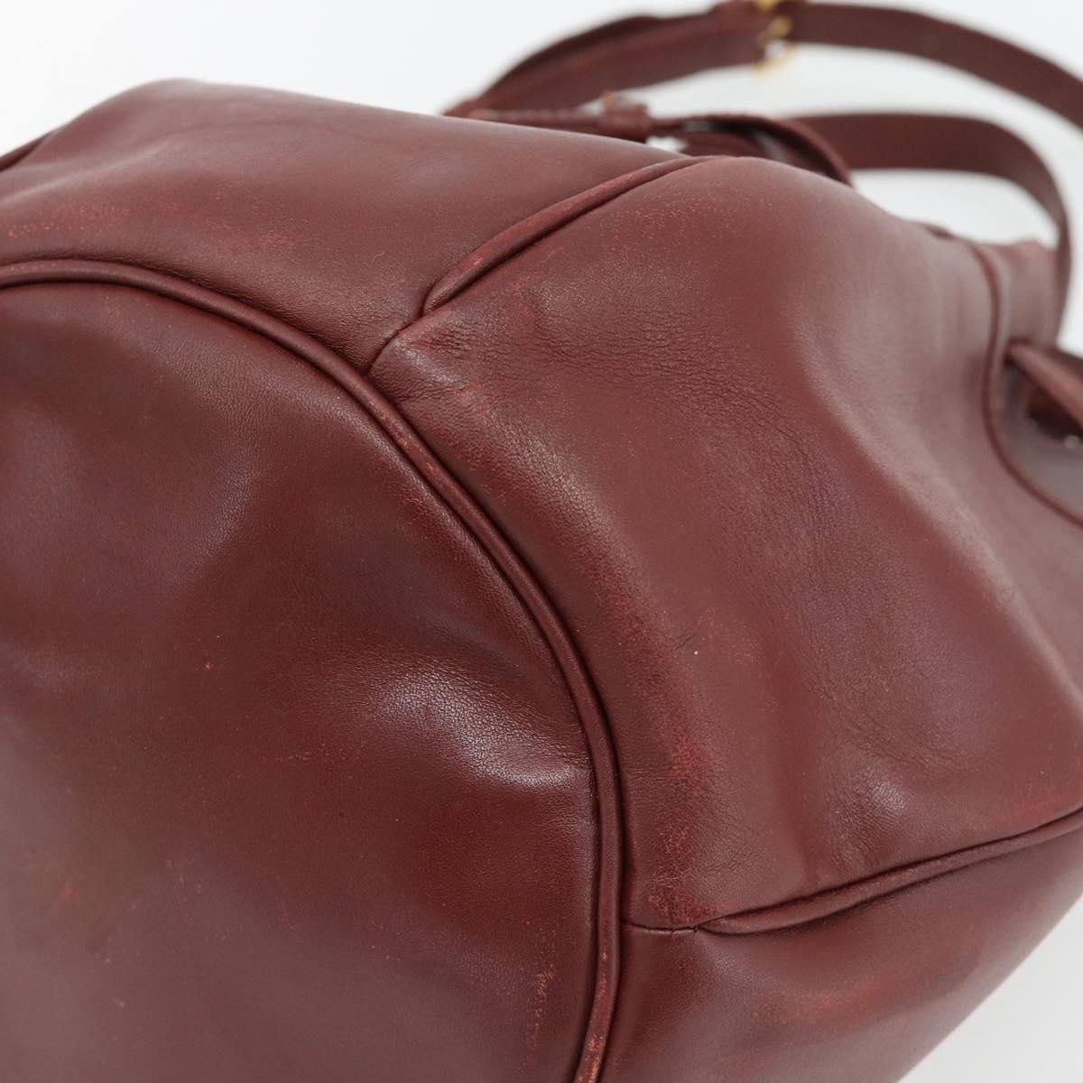 CARTIER Must Line Shoulder Bag Leather Bordeaux Gold Auth bs32660