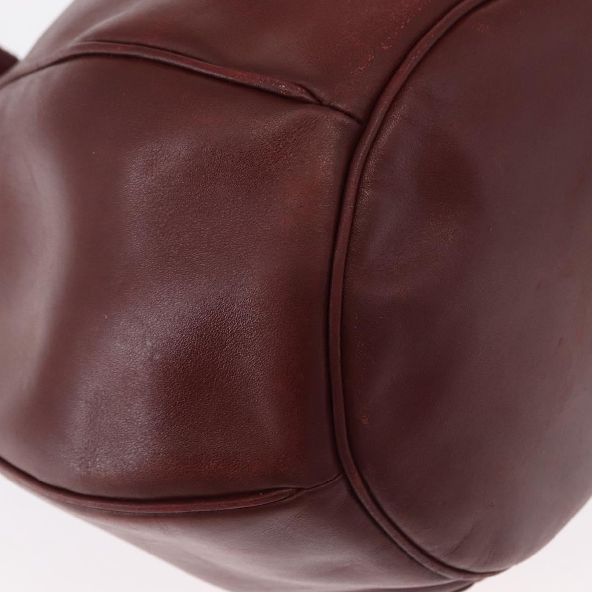 CARTIER Must Line Shoulder Bag Leather Bordeaux Gold Auth bs32660