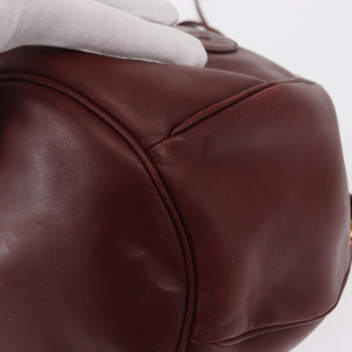 CARTIER Must Line Shoulder Bag Leather Bordeaux Gold Auth bs32660