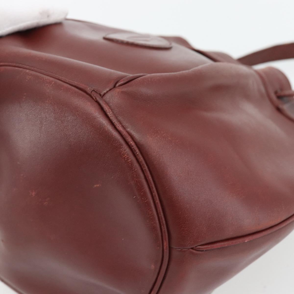 CARTIER Must Line Shoulder Bag Leather Bordeaux Gold Auth bs32660