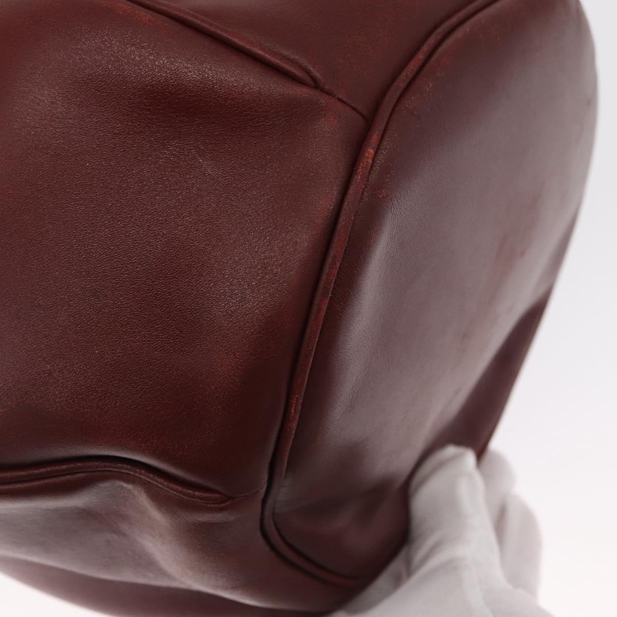 CARTIER Must Line Shoulder Bag Leather Bordeaux Gold Auth bs32660