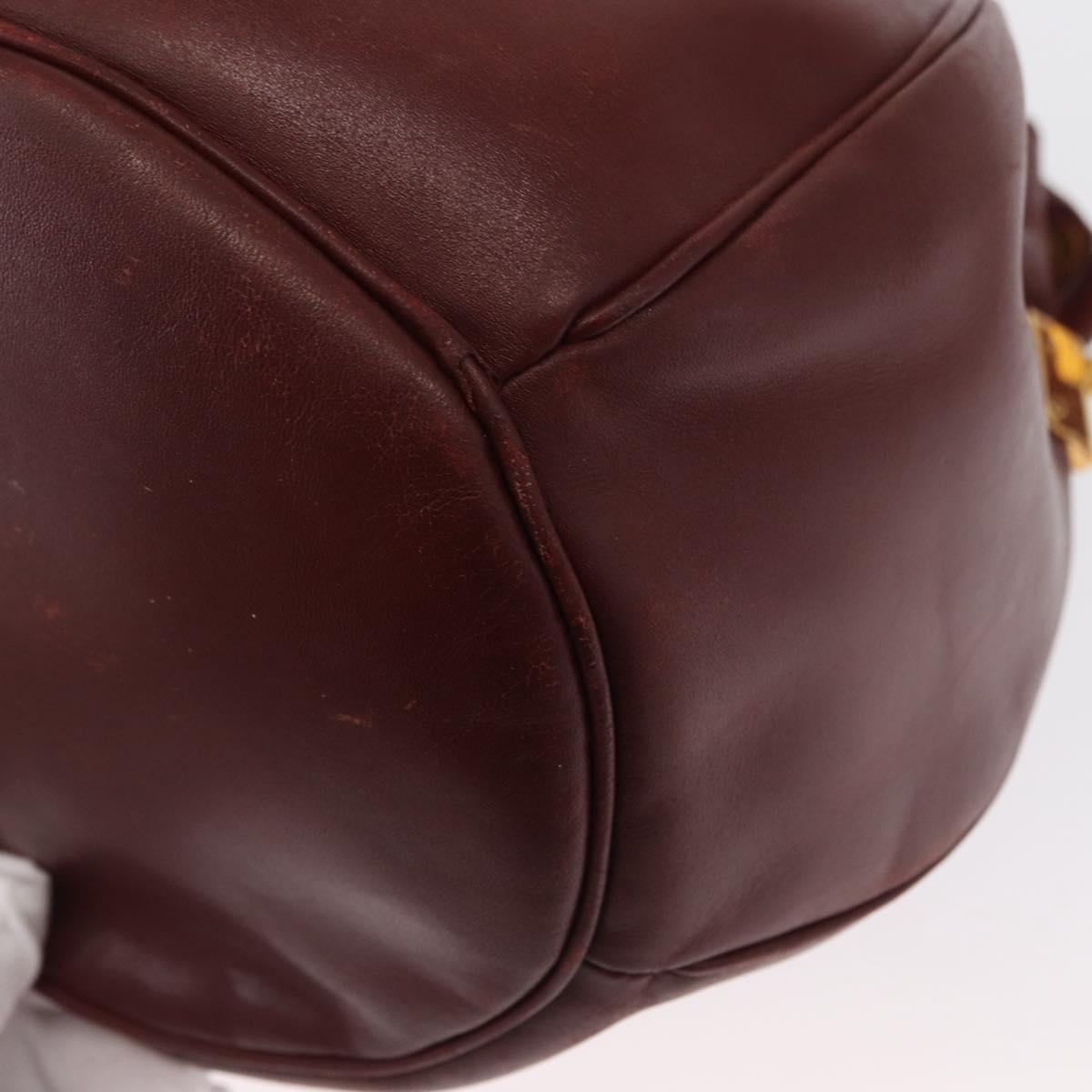 CARTIER Must Line Shoulder Bag Leather Bordeaux Gold Auth bs32660