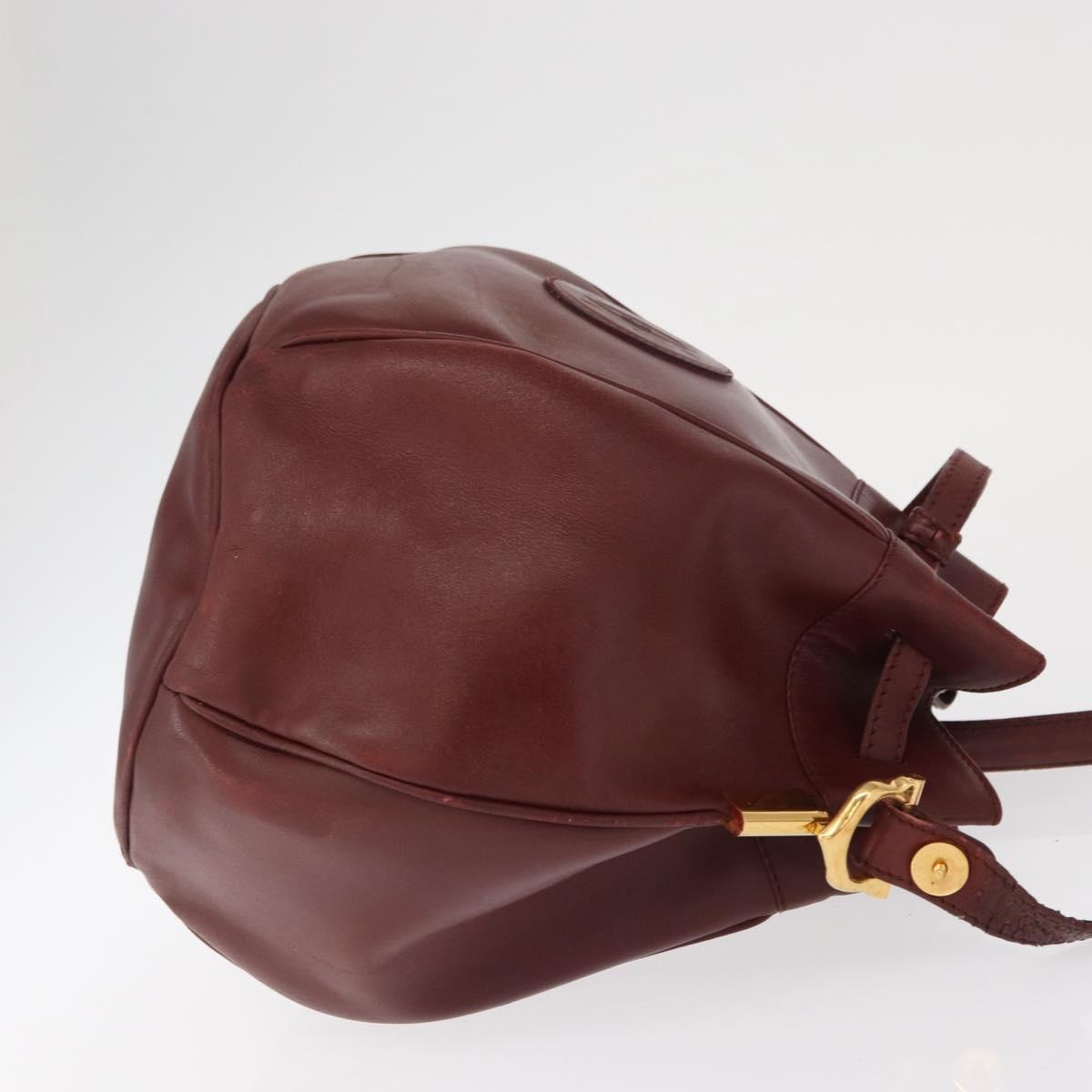 CARTIER Must Line Shoulder Bag Leather Bordeaux Gold Auth bs32660