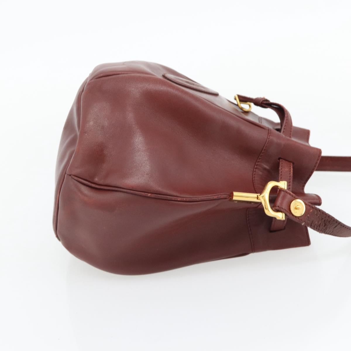 CARTIER Must Line Shoulder Bag Leather Bordeaux Gold Auth bs32660