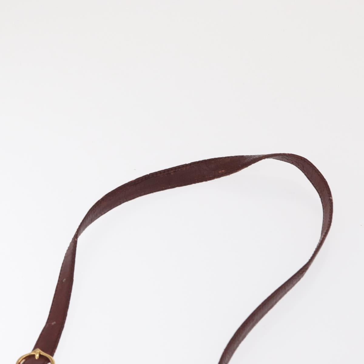 CARTIER Must Line Shoulder Bag Leather Bordeaux Gold Auth bs32660