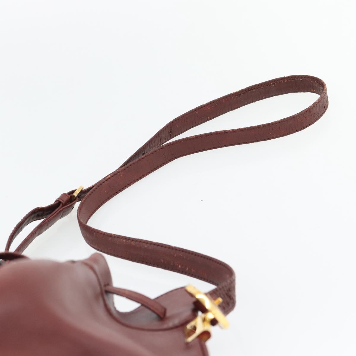 CARTIER Must Line Shoulder Bag Leather Bordeaux Gold Auth bs32660