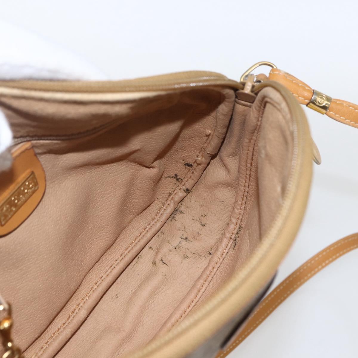 GUCCI Micro GG Supreme Shoulder Bag PVC Beige Gold Auth bs32661