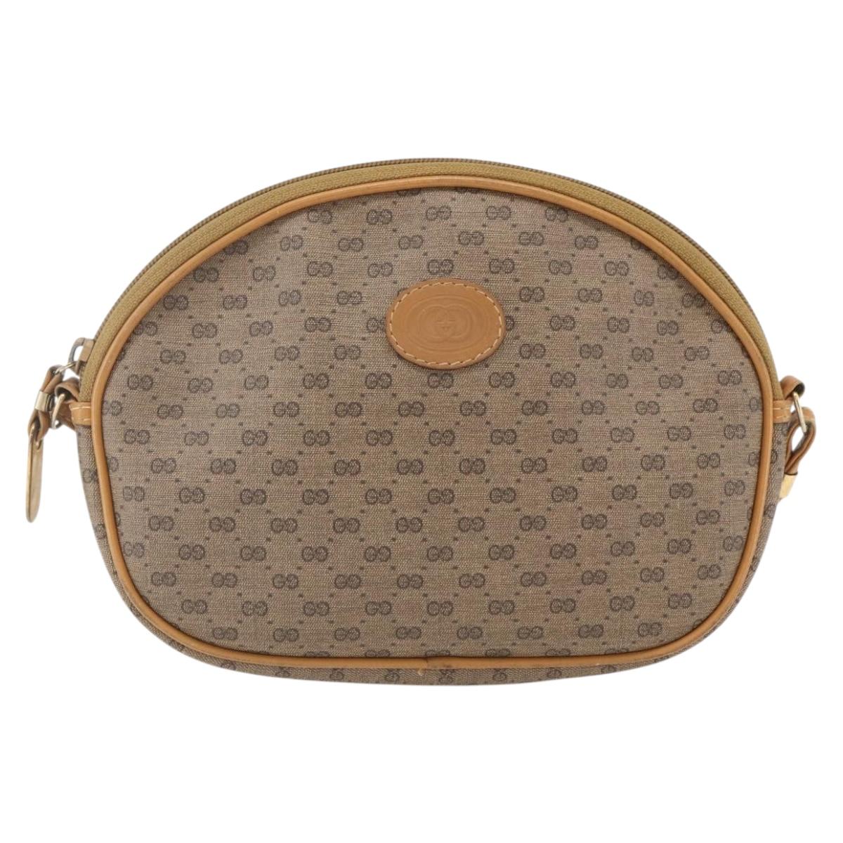 GUCCI Micro GG Supreme Shoulder Bag PVC Beige Gold Auth bs32661