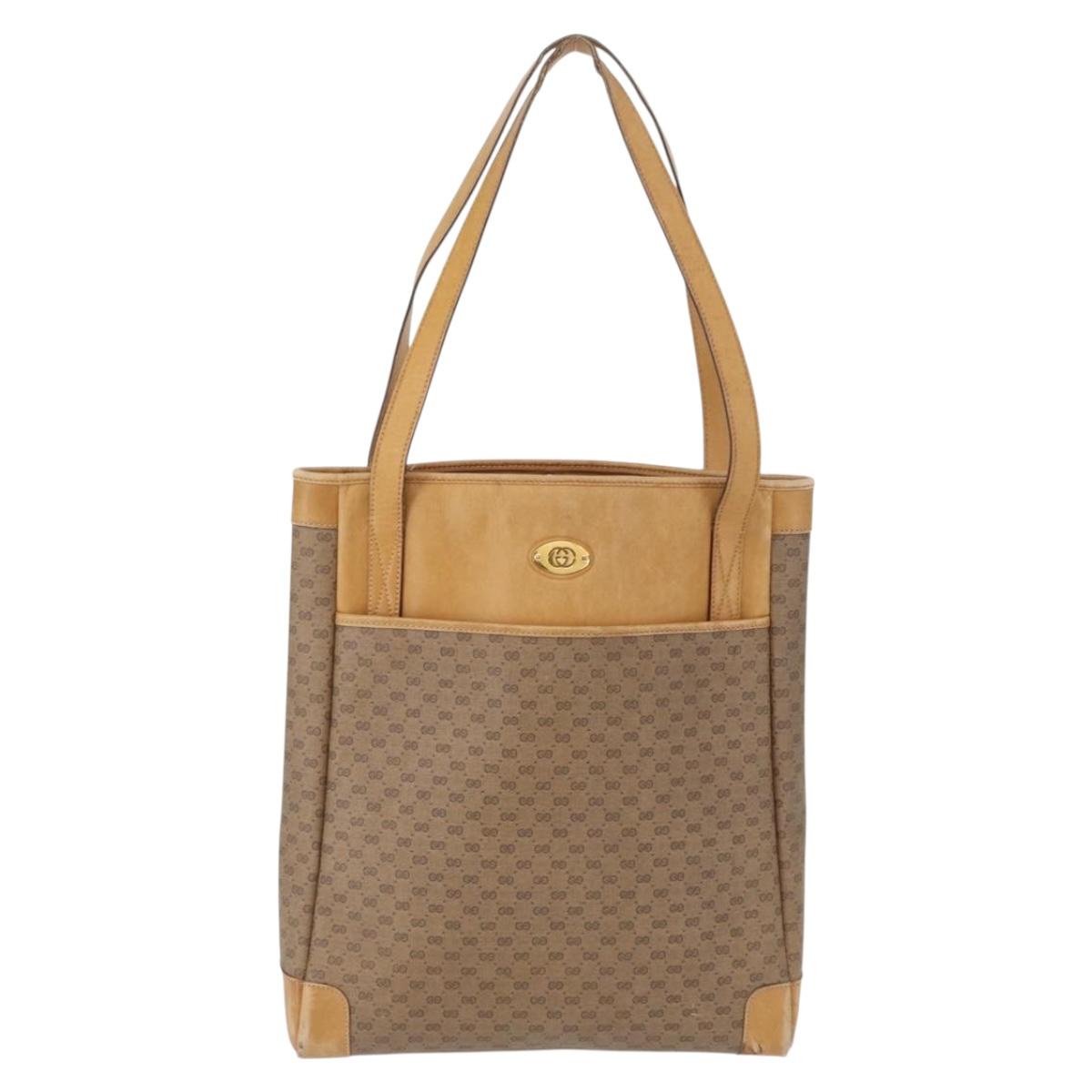 GUCCI GG Supreme Tote Bag PVC Beige Gold 002 37 0035 Auth bs32662