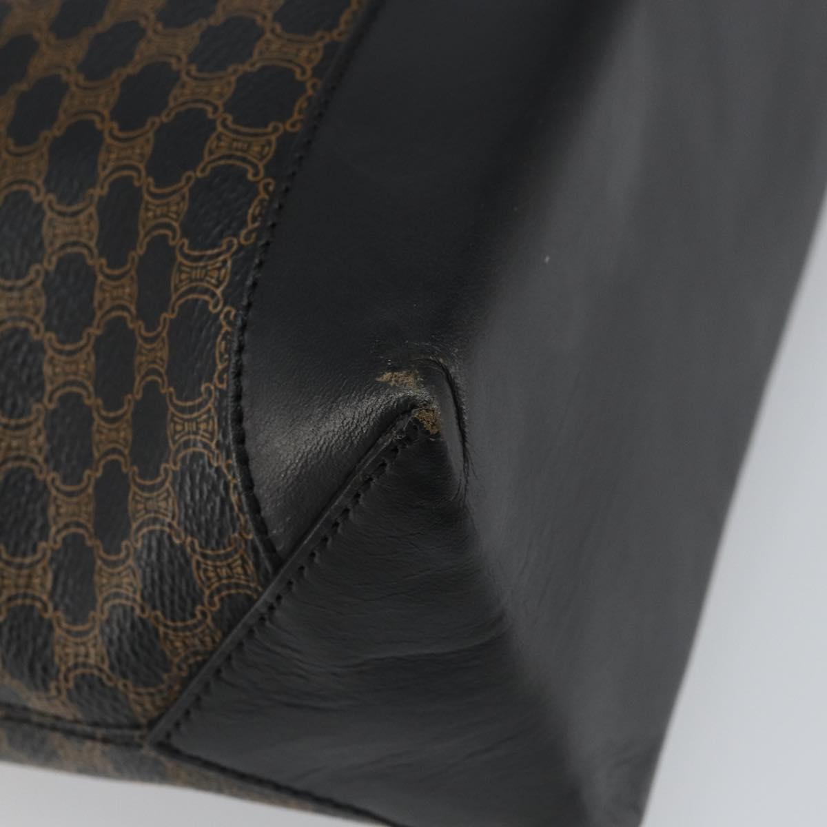 CELINE Macadam Canvas Tote Bag PVC Leather Black Gold Auth bs32663