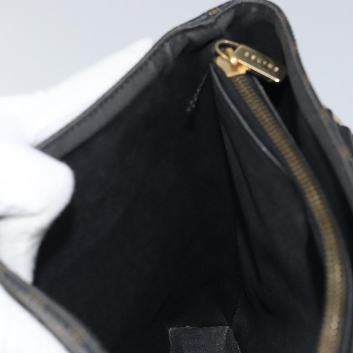 CELINE Macadam Canvas Tote Bag PVC Leather Black Gold Auth bs32663