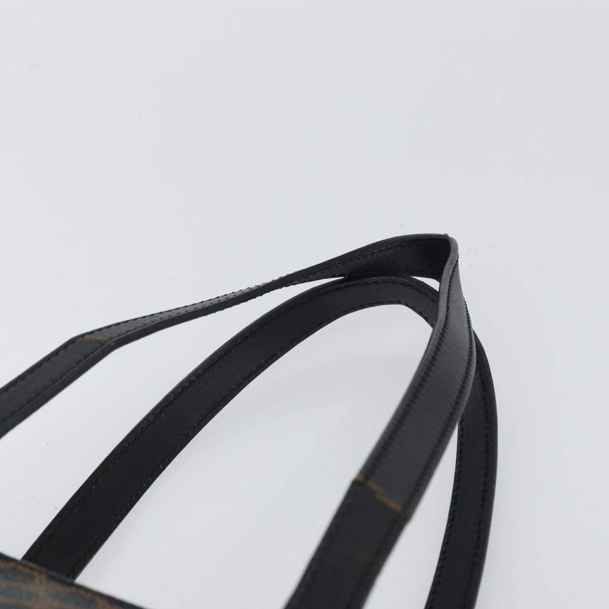 CELINE Macadam Canvas Tote Bag PVC Leather Black Gold Auth bs32663