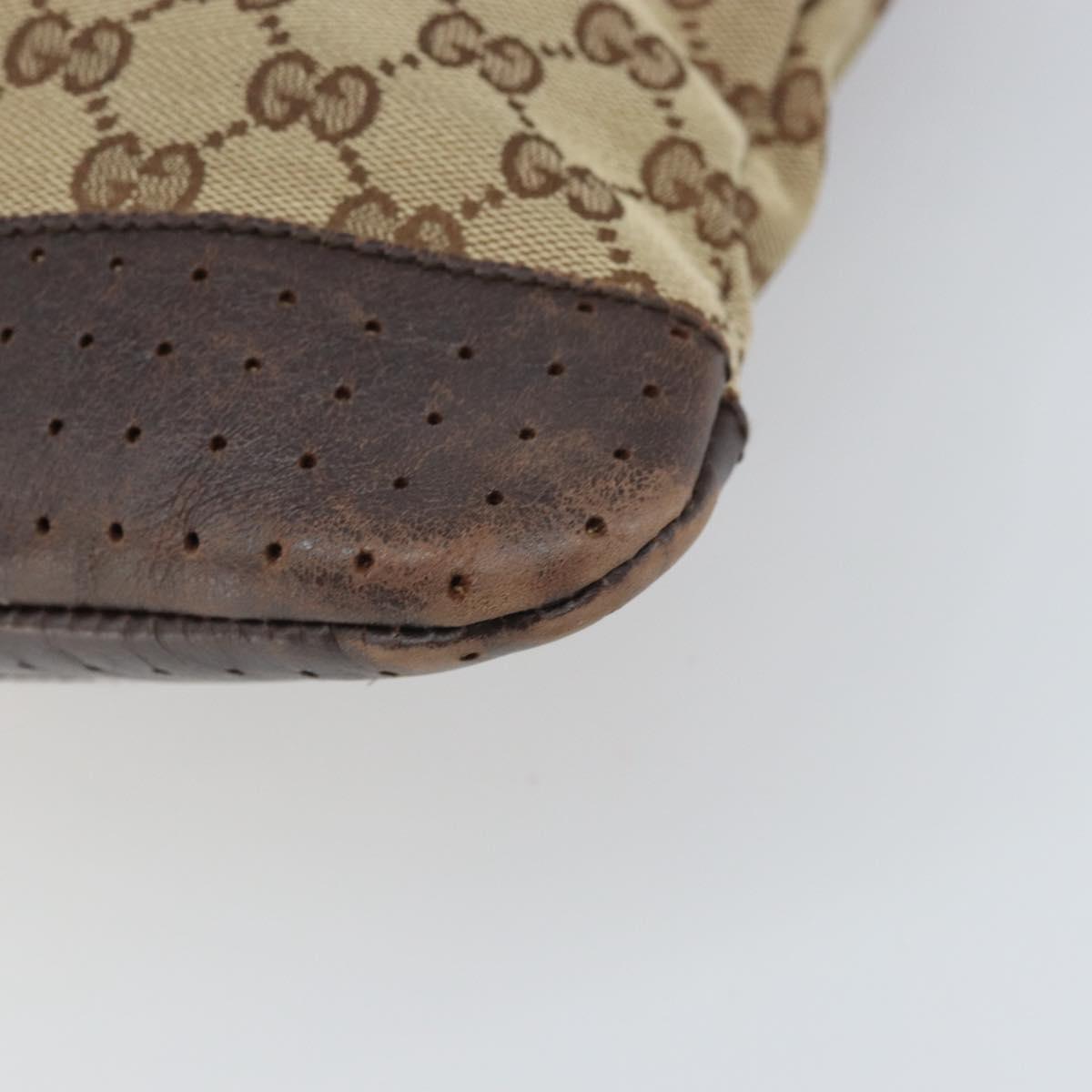 GUCCI GG Canvas Shoulder Bag Beige Silver 145857 Auth bs32664