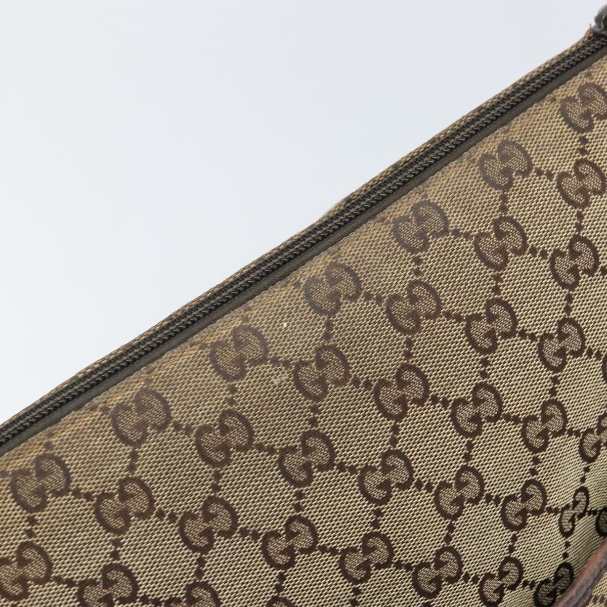 GUCCI GG Canvas Shoulder Bag Beige Silver 145857 Auth bs32664