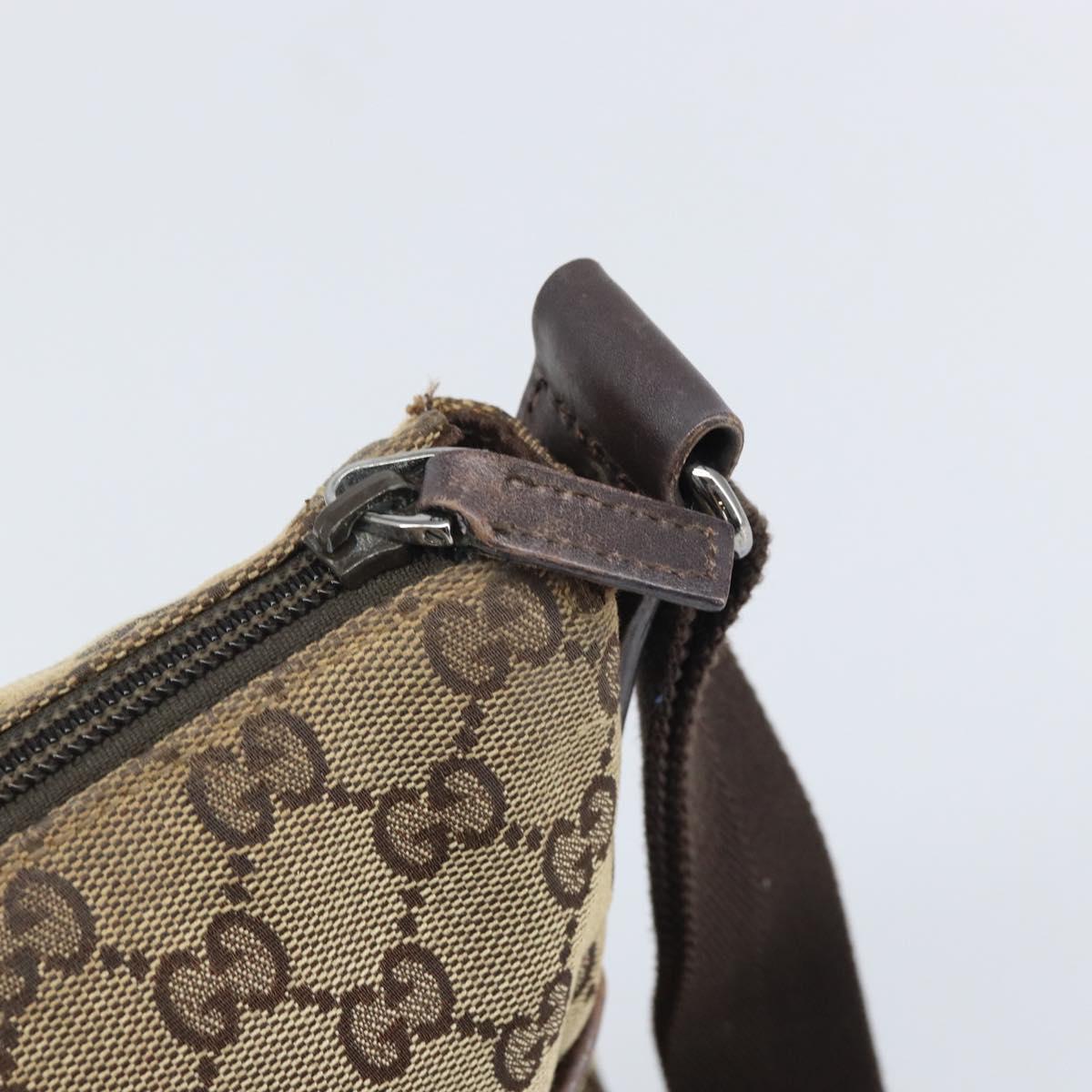 GUCCI GG Canvas Shoulder Bag Beige Silver 145857 Auth bs32664