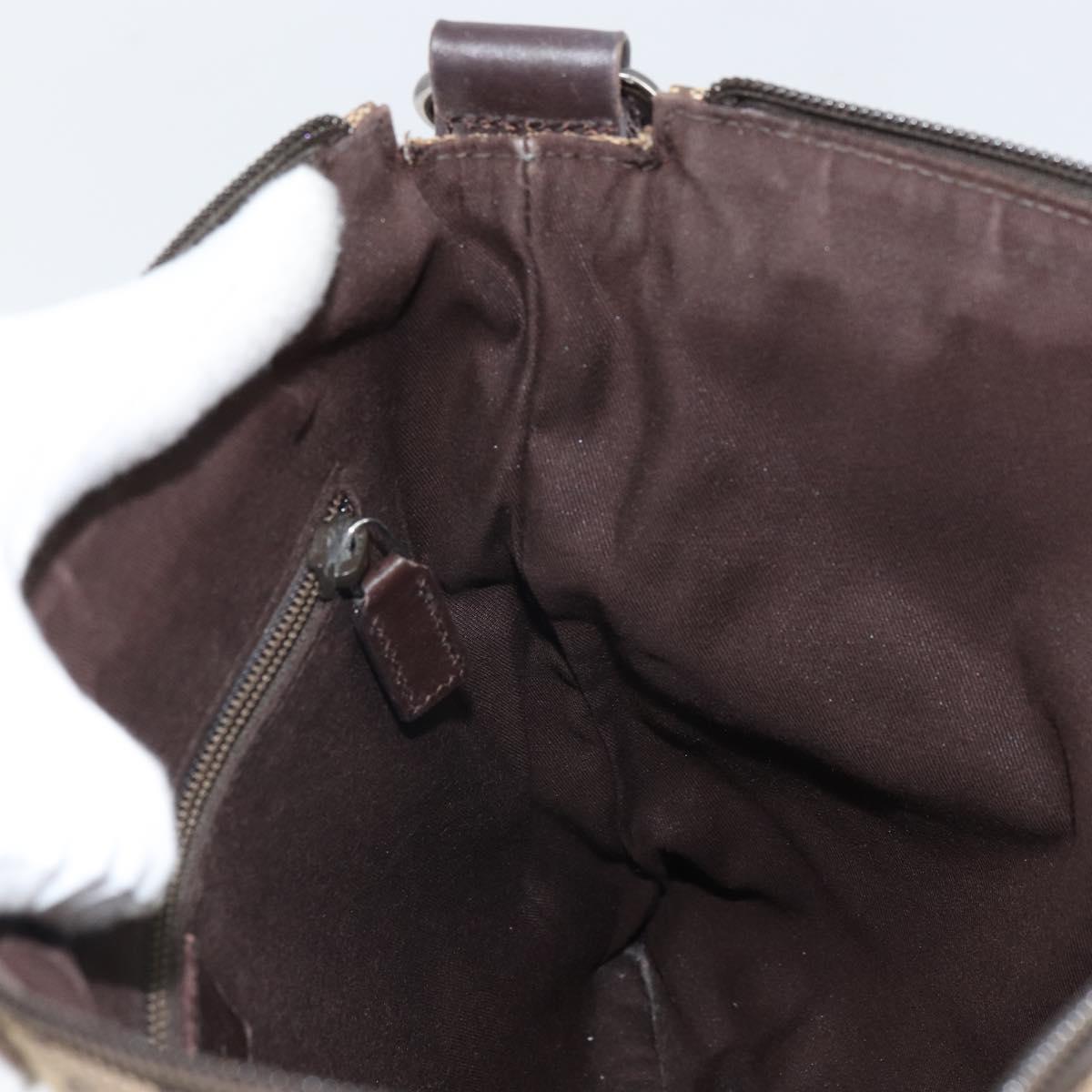 GUCCI GG Canvas Shoulder Bag Beige Silver 145857 Auth bs32664