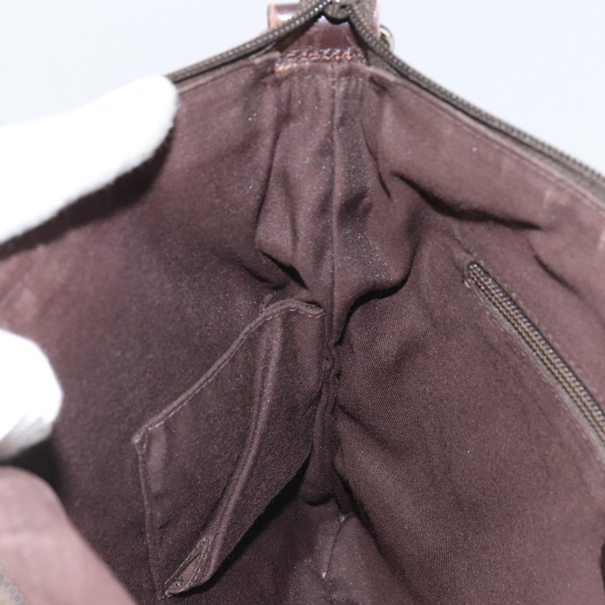 GUCCI GG Canvas Shoulder Bag Beige Silver 145857 Auth bs32664