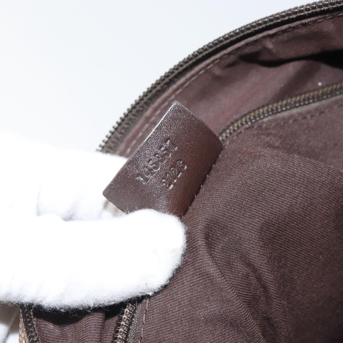 GUCCI GG Canvas Shoulder Bag Beige Silver 145857 Auth bs32664