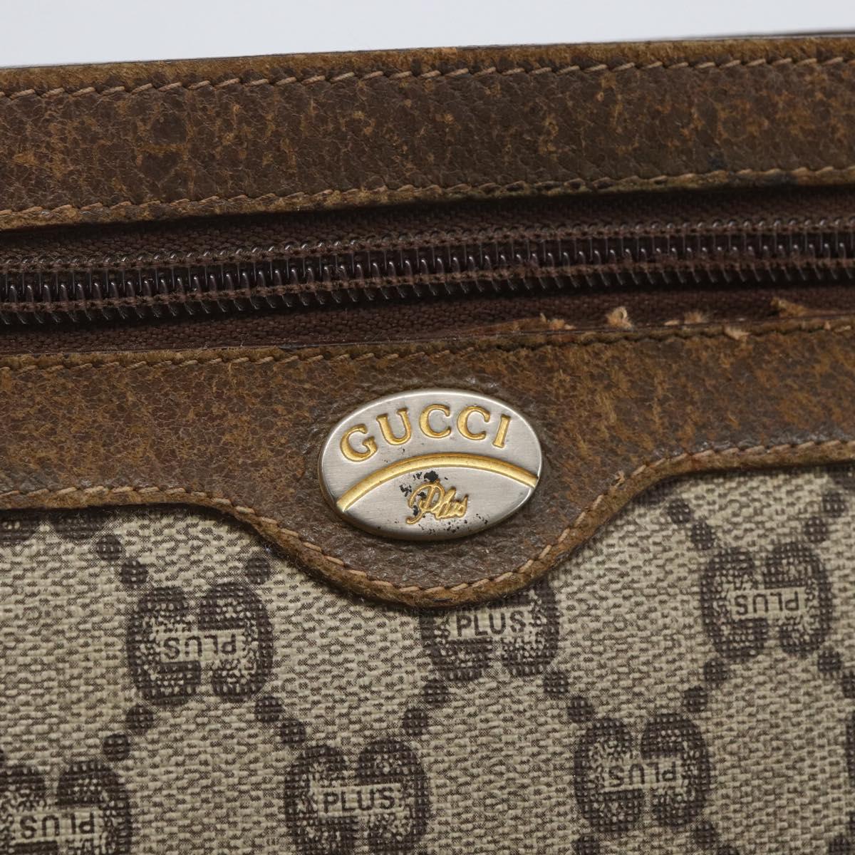 GUCCI GG Plus Supreme Clutch Bag PVC Beige Gold Auth bs32666