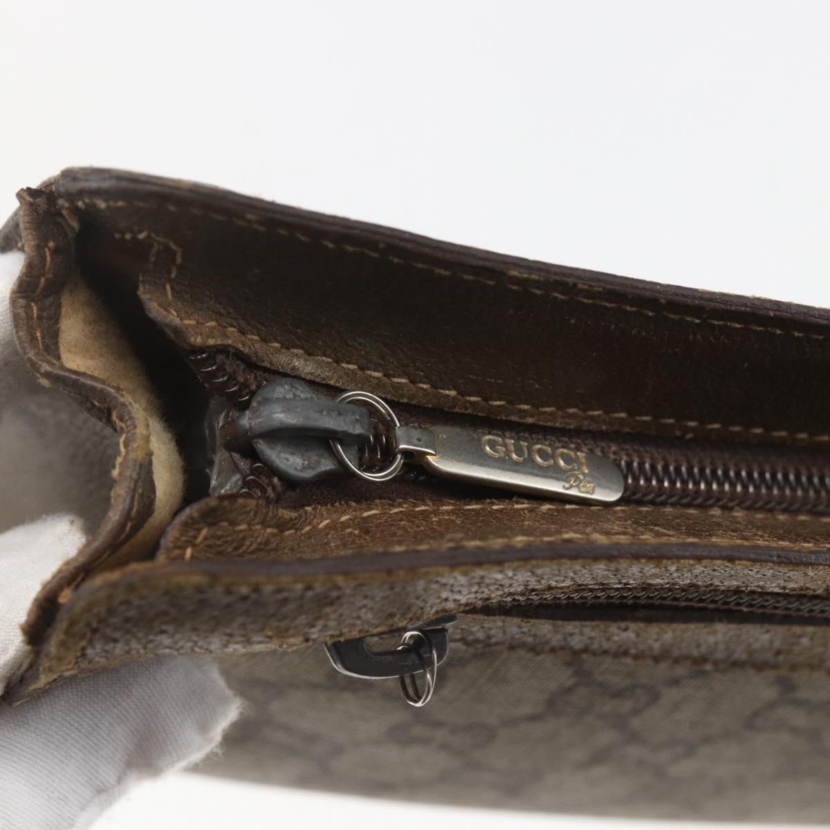 GUCCI GG Plus Supreme Clutch Bag PVC Beige Gold Auth bs32666