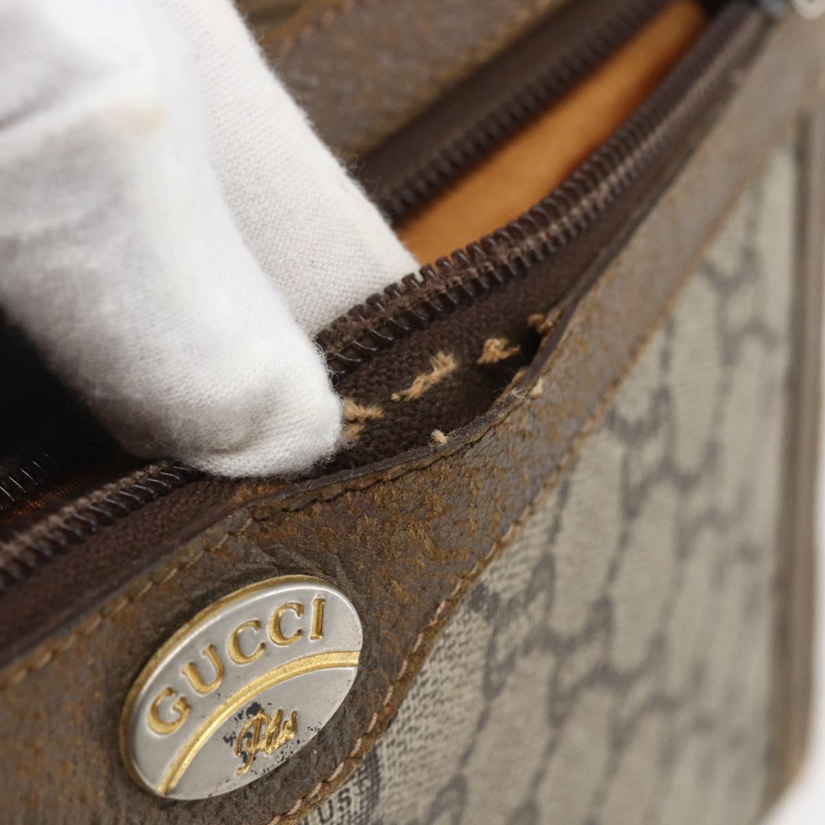 GUCCI GG Plus Supreme Clutch Bag PVC Beige Gold Auth bs32666