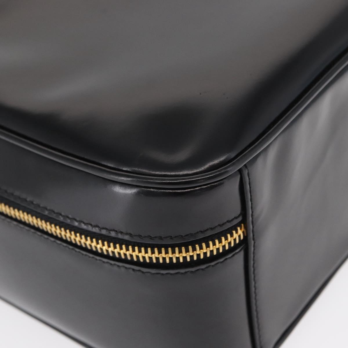 GUCCI Vanity Hand Bag Patent leather Black Gold 000 2040 0323 Auth bs32671