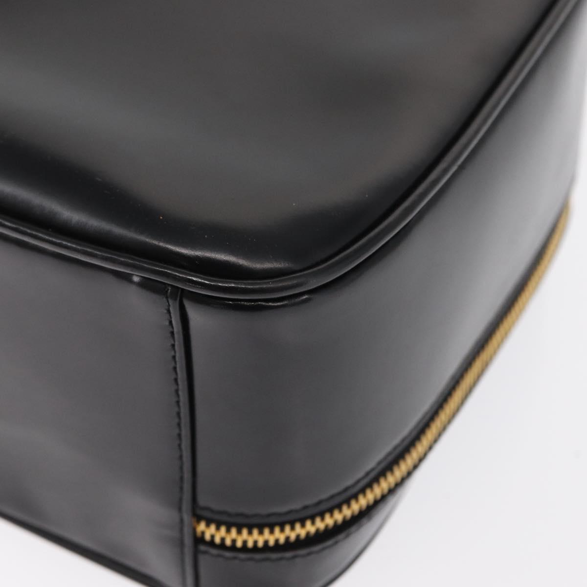 GUCCI Vanity Hand Bag Patent leather Black Gold 000 2040 0323 Auth bs32671