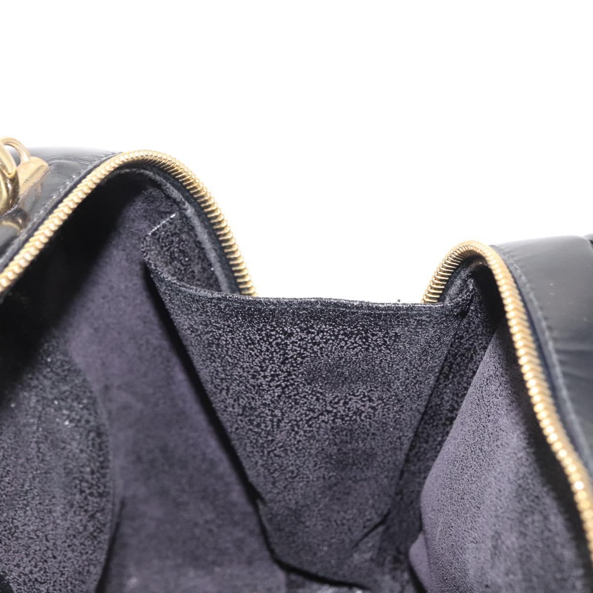GUCCI Vanity Hand Bag Patent leather Black Gold 000 2040 0323 Auth bs32671