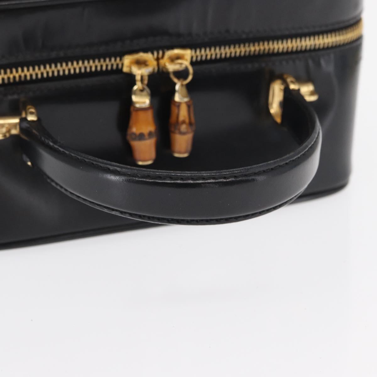 GUCCI Vanity Hand Bag Patent leather Black Gold 000 2040 0323 Auth bs32671