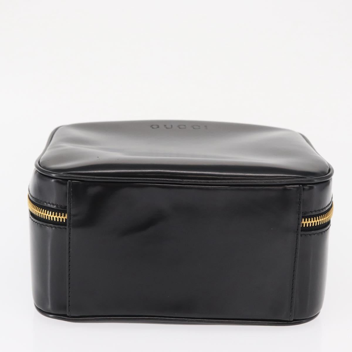 GUCCI Vanity Hand Bag Patent leather Black Gold 000 2040 0323 Auth bs32671