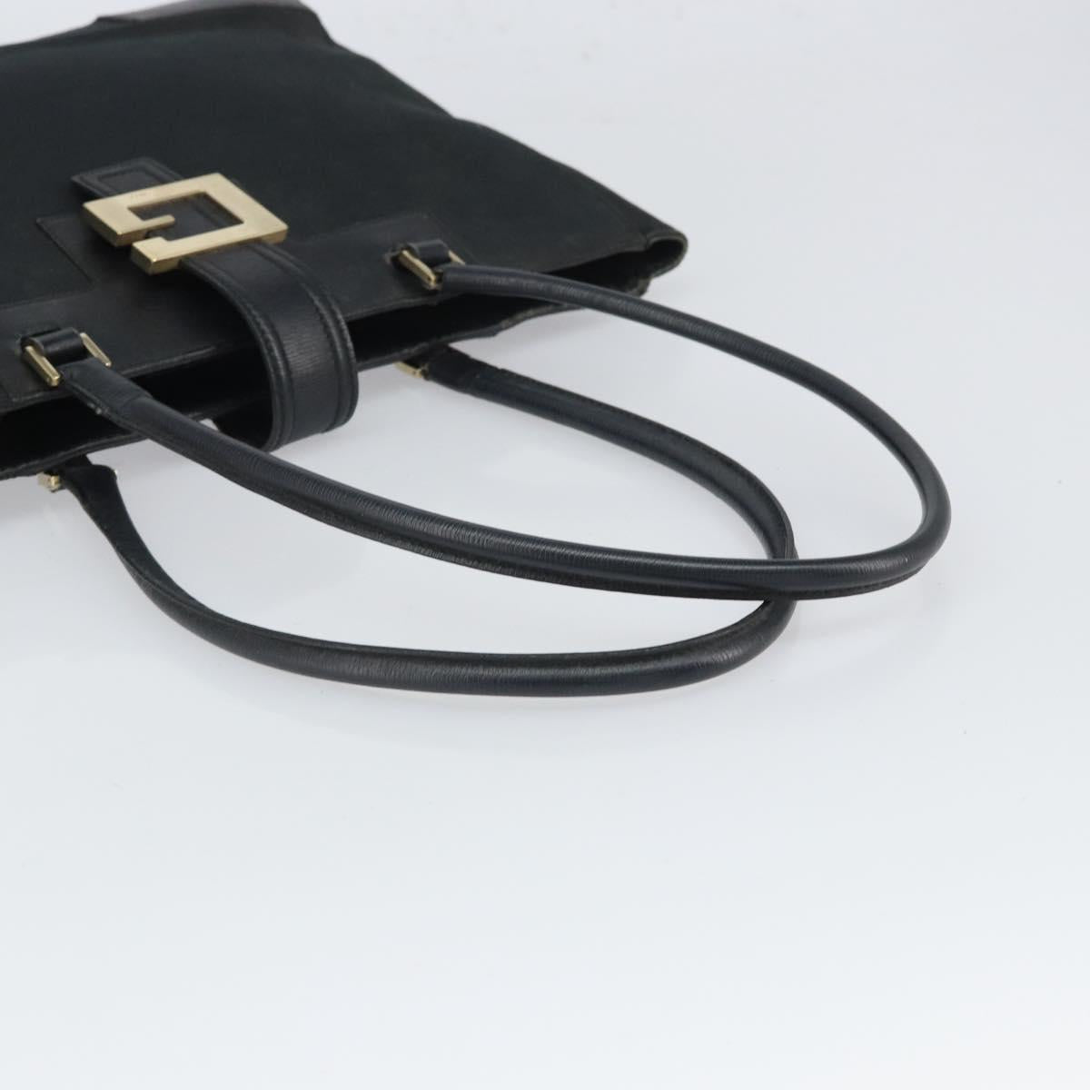GUCCI Tote Bag Canvas Black Gold 002 1109 Auth bs32672