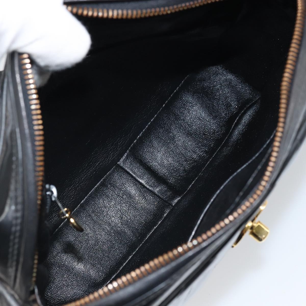 CHANEL Matelasse Shoulder Bag Patent leather Black Gold CC Auth bs32676