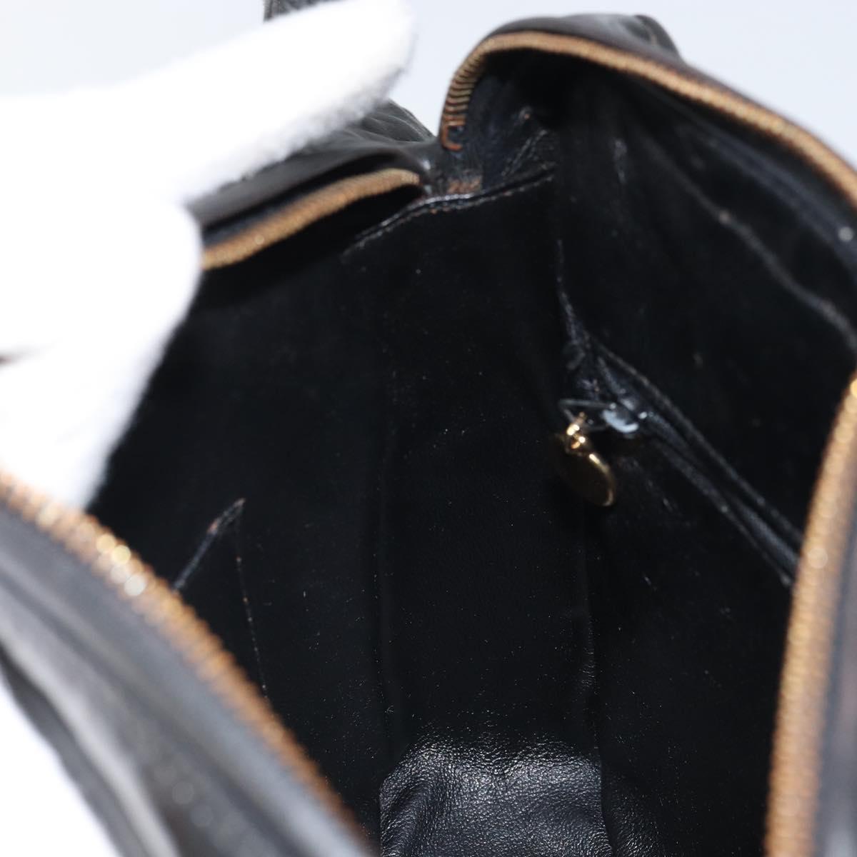 CHANEL Matelasse Shoulder Bag Patent leather Black Gold CC Auth bs32676