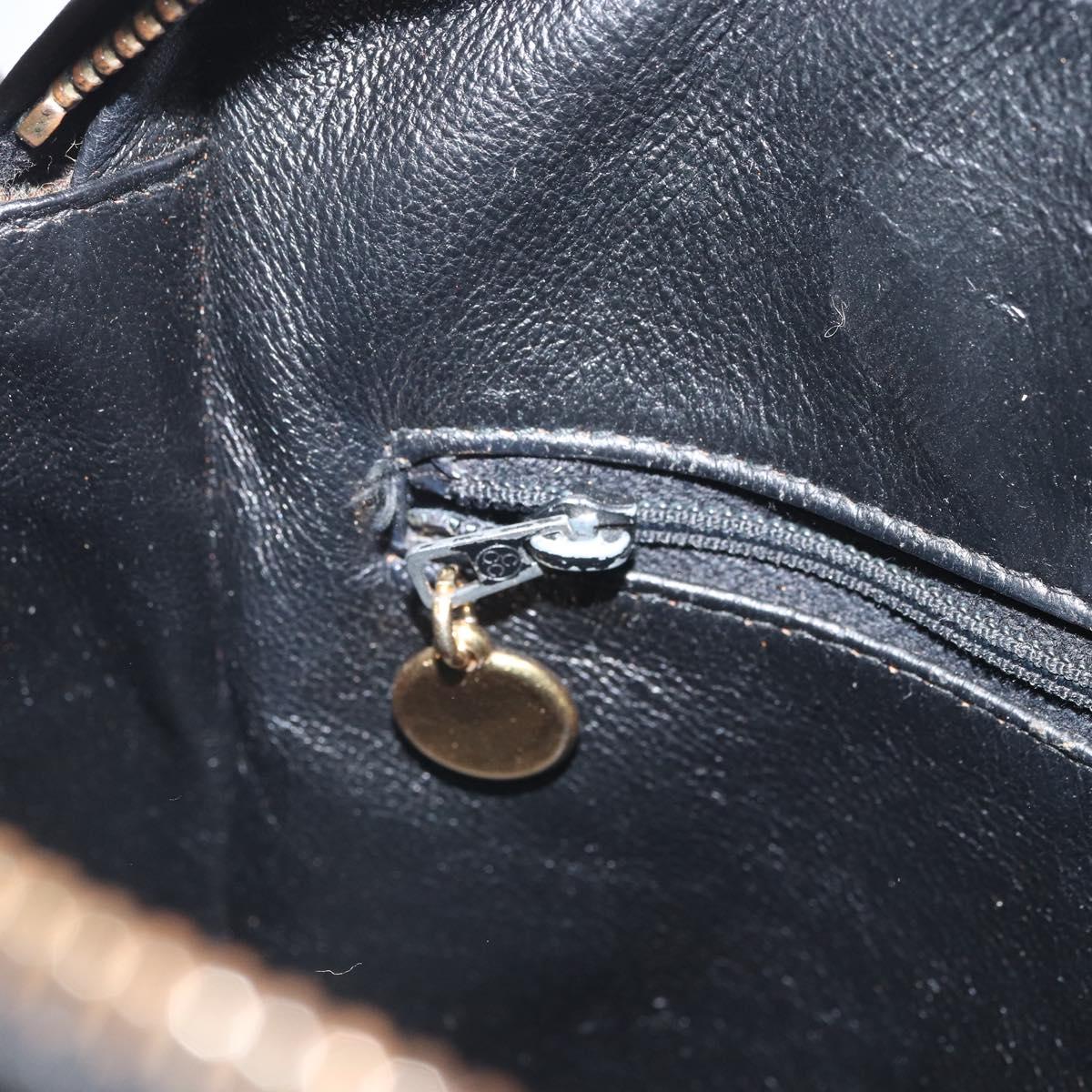 CHANEL Matelasse Shoulder Bag Patent leather Black Gold CC Auth bs32676