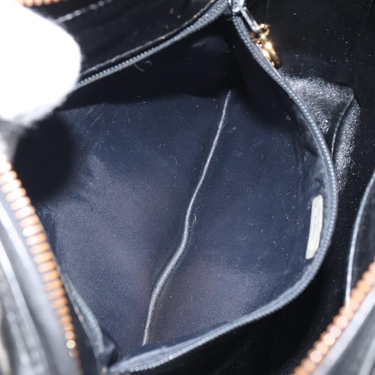 CHANEL Matelasse Shoulder Bag Patent leather Black Gold CC Auth bs32676