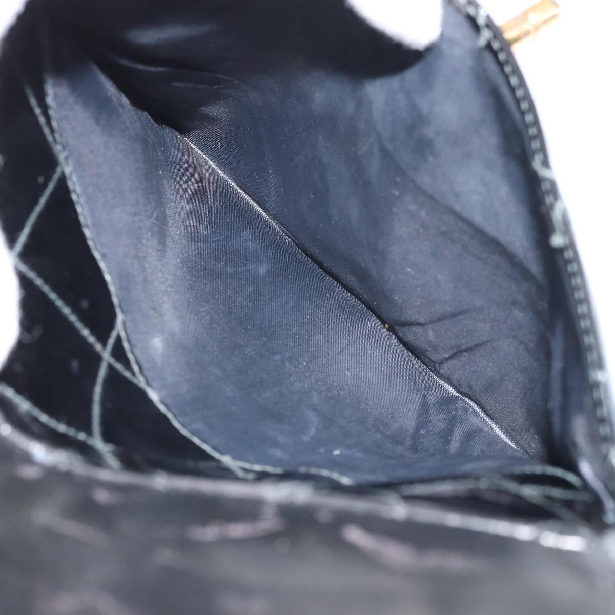 CHANEL Matelasse Shoulder Bag Patent leather Black Gold CC Auth bs32676