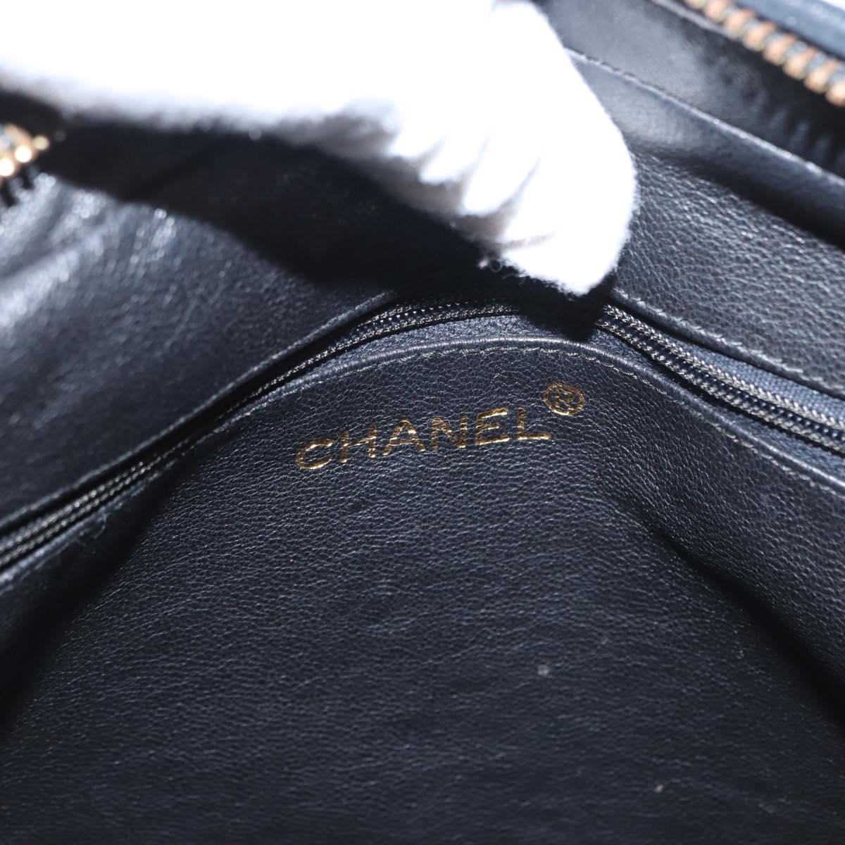 CHANEL Matelasse Shoulder Bag Lamb Skin Black Gold CC Auth bs32685