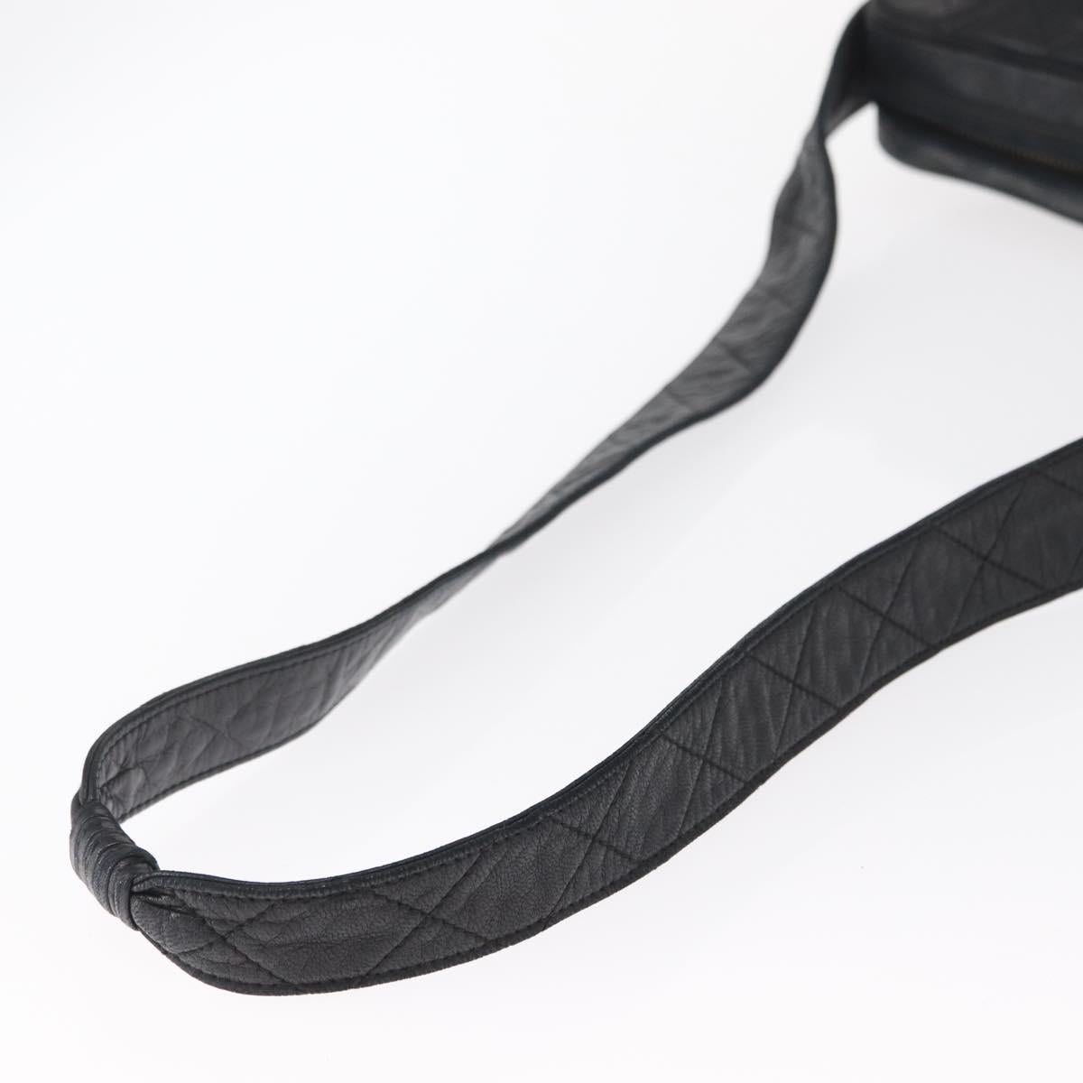 CHANEL Matelasse Shoulder Bag Lamb Skin Black Gold CC Auth bs32685