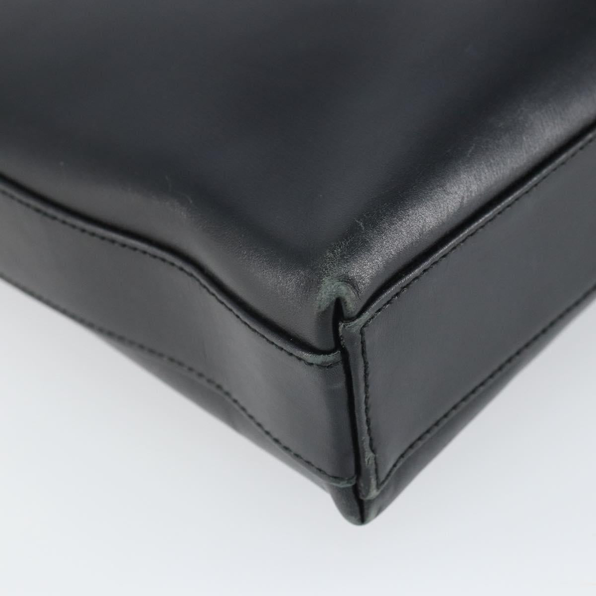 Salvatore Ferragamo Shoulder Bag Leather Black Silver Auth bs32686