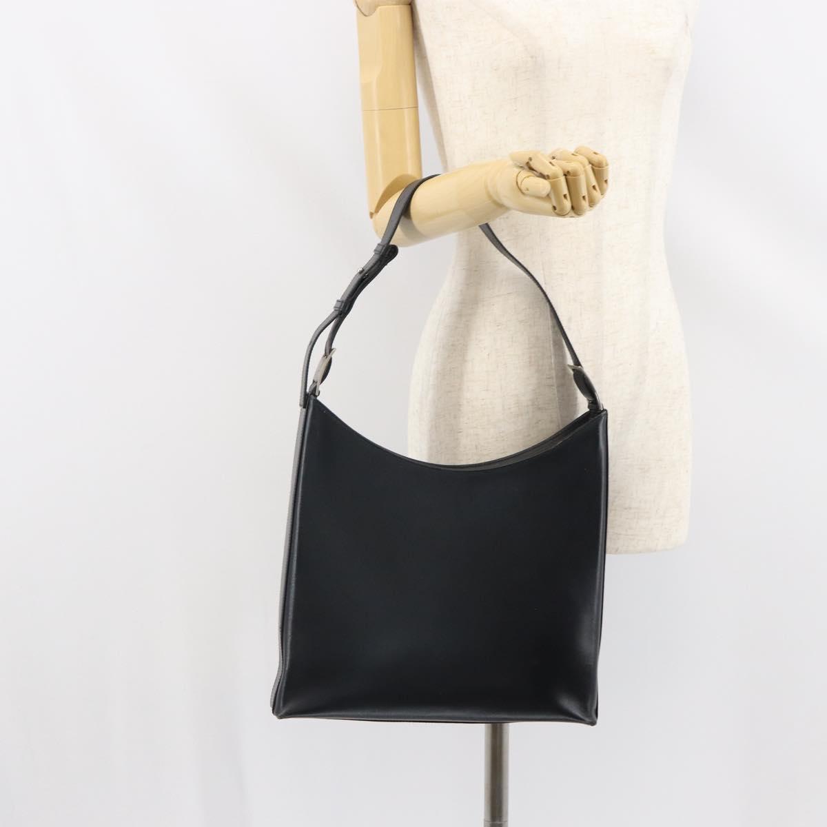 Salvatore Ferragamo Shoulder Bag Leather Black Silver Auth bs32686