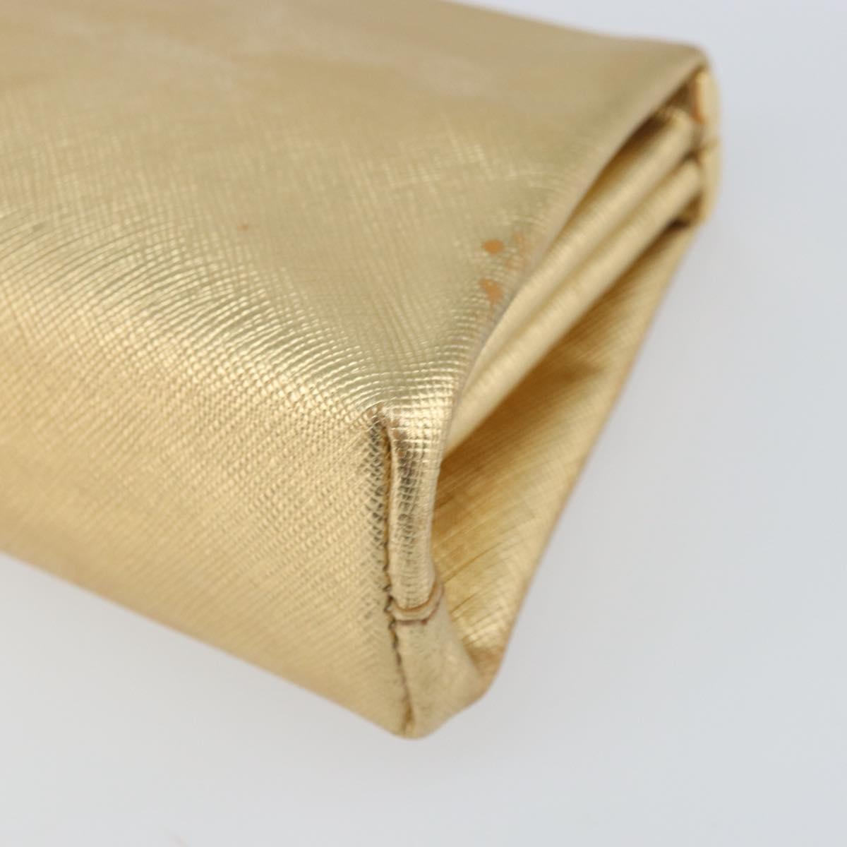 PRADA Clutch Bag Safiano leather Gold Auth bs32689