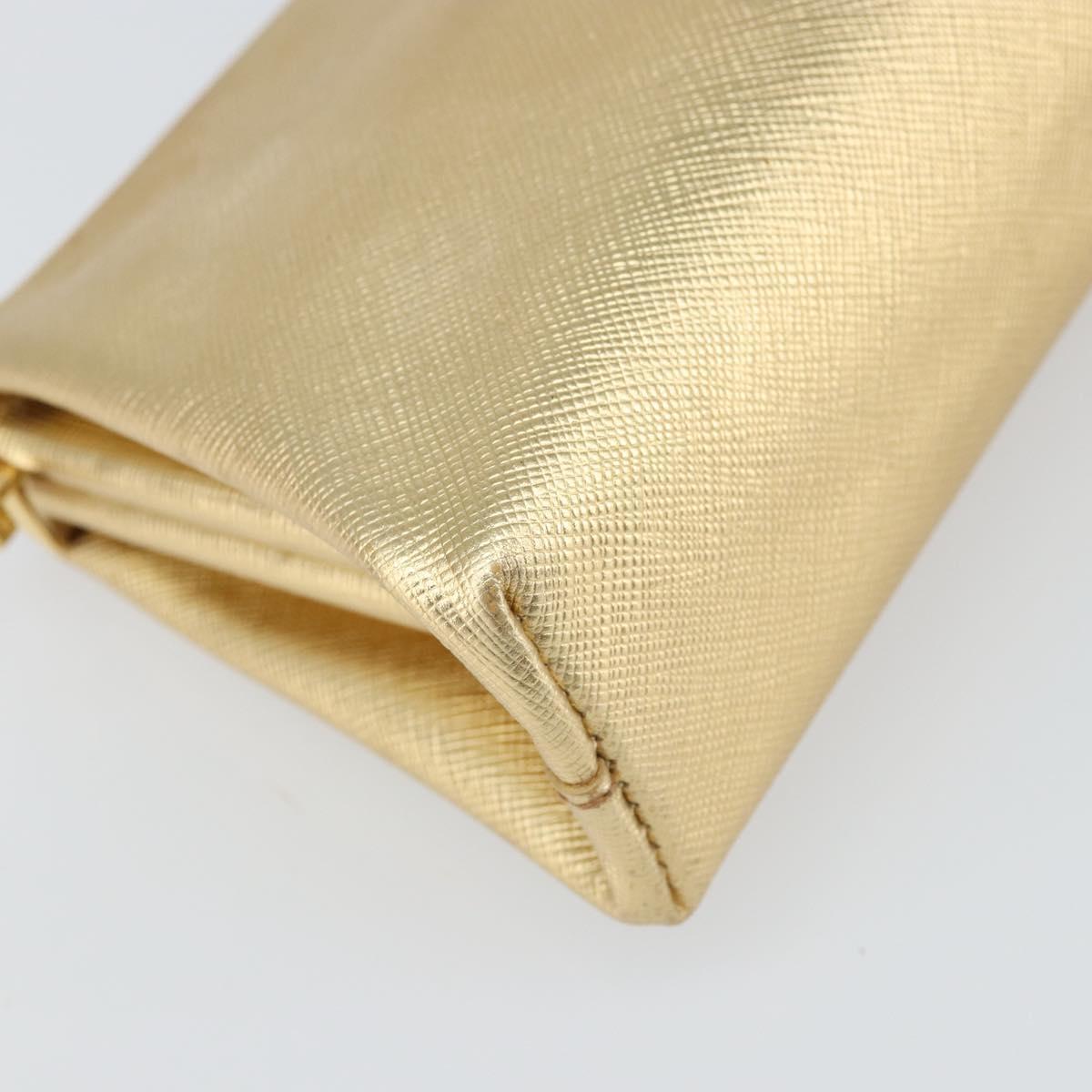 PRADA Clutch Bag Safiano leather Gold Auth bs32689
