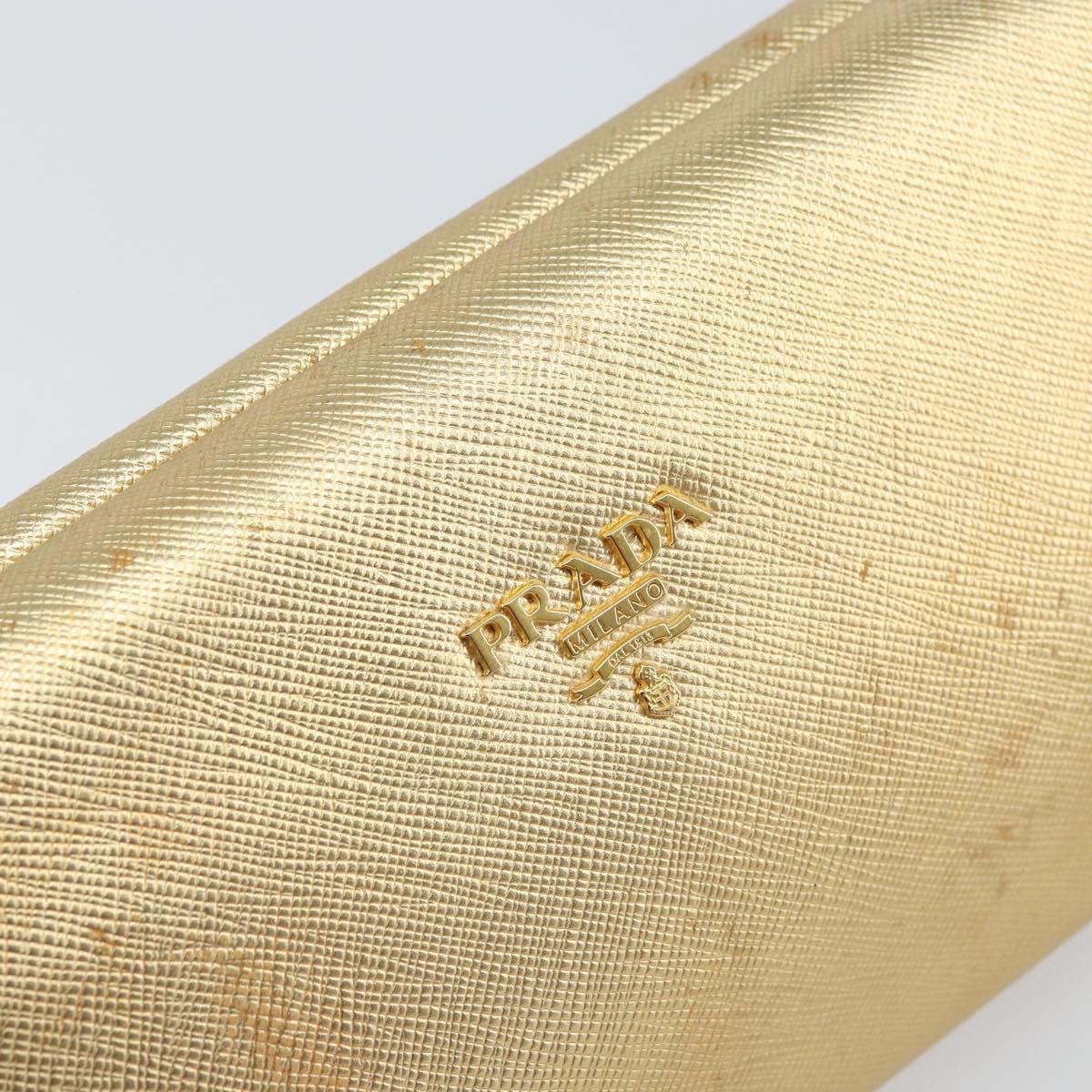 PRADA Clutch Bag Safiano leather Gold Auth bs32689