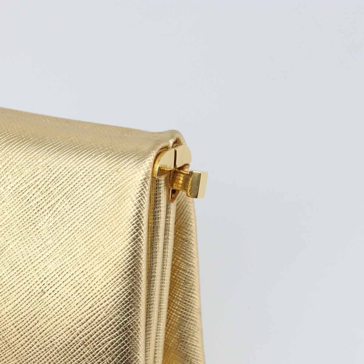 PRADA Clutch Bag Safiano leather Gold Auth bs32689