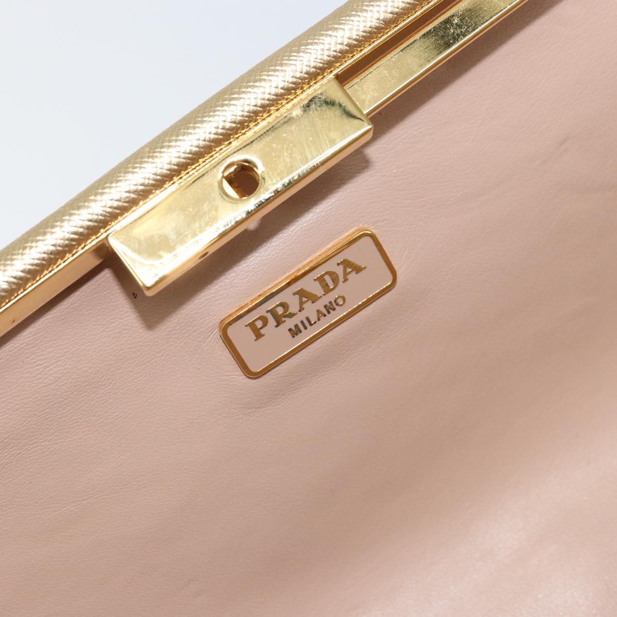 PRADA Clutch Bag Safiano leather Gold Auth bs32689