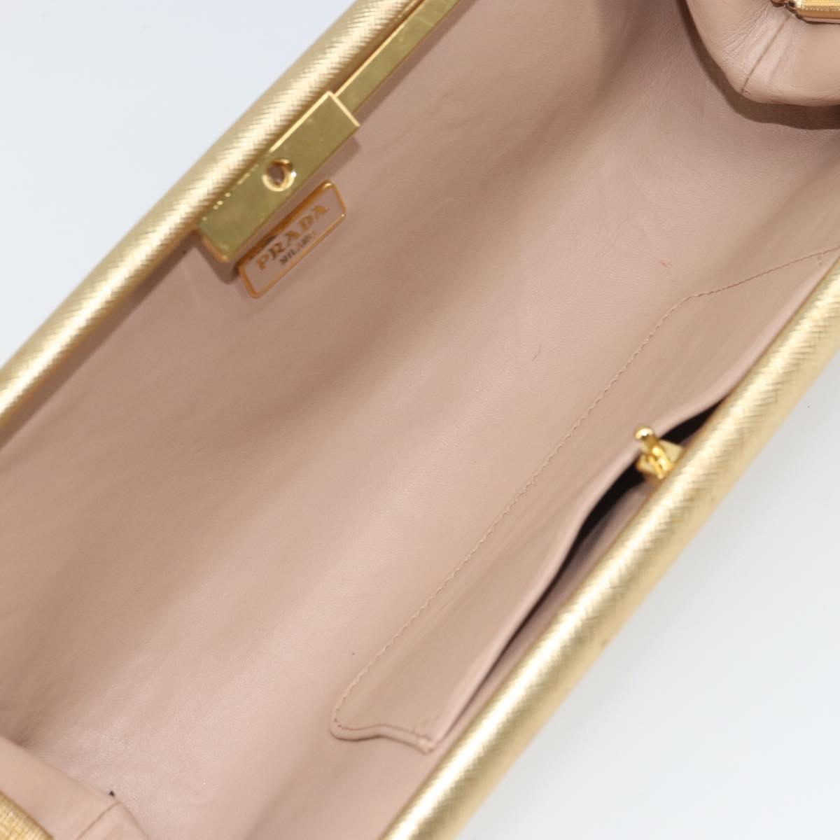 PRADA Clutch Bag Safiano leather Gold Auth bs32689