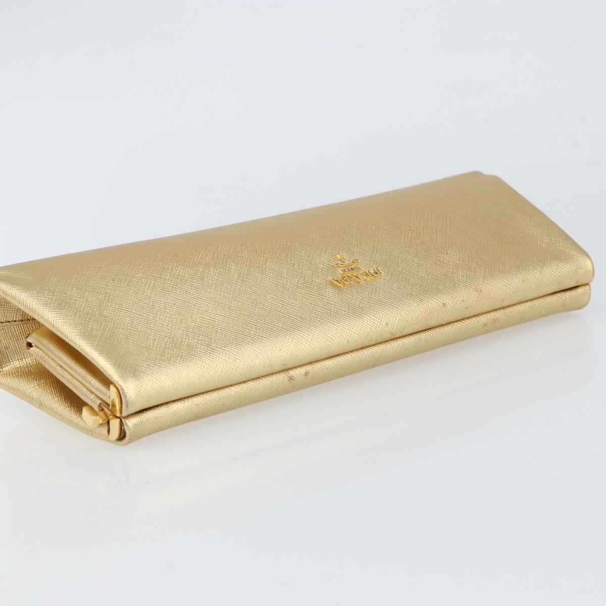 PRADA Clutch Bag Safiano leather Gold Auth bs32689